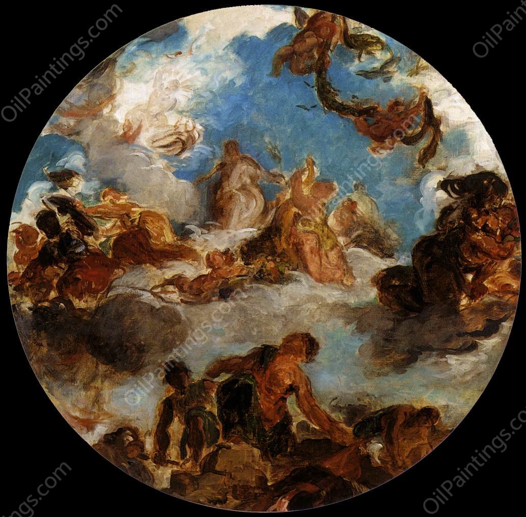 Sketch for Peace Descends to Earth by Eugene Delacroix - Hand-Painted Oil Painting Reproduction