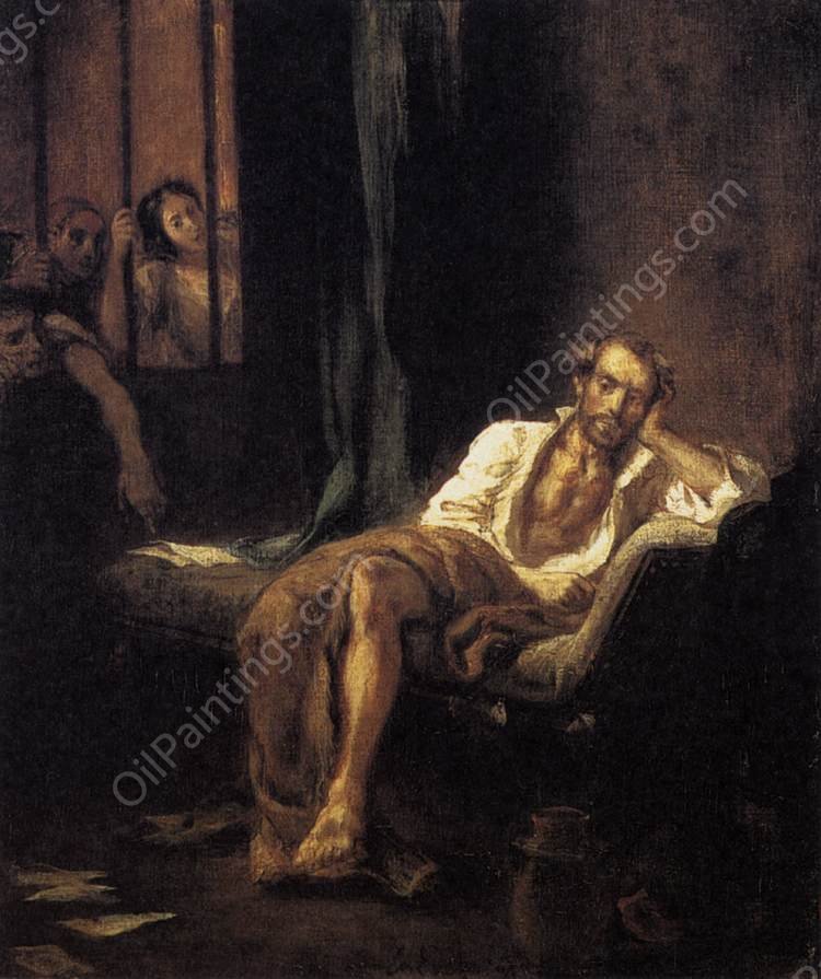 Tasso in the Madhouse by Eugene Delacroix - Hand-Painted Oil Painting Reproduction
