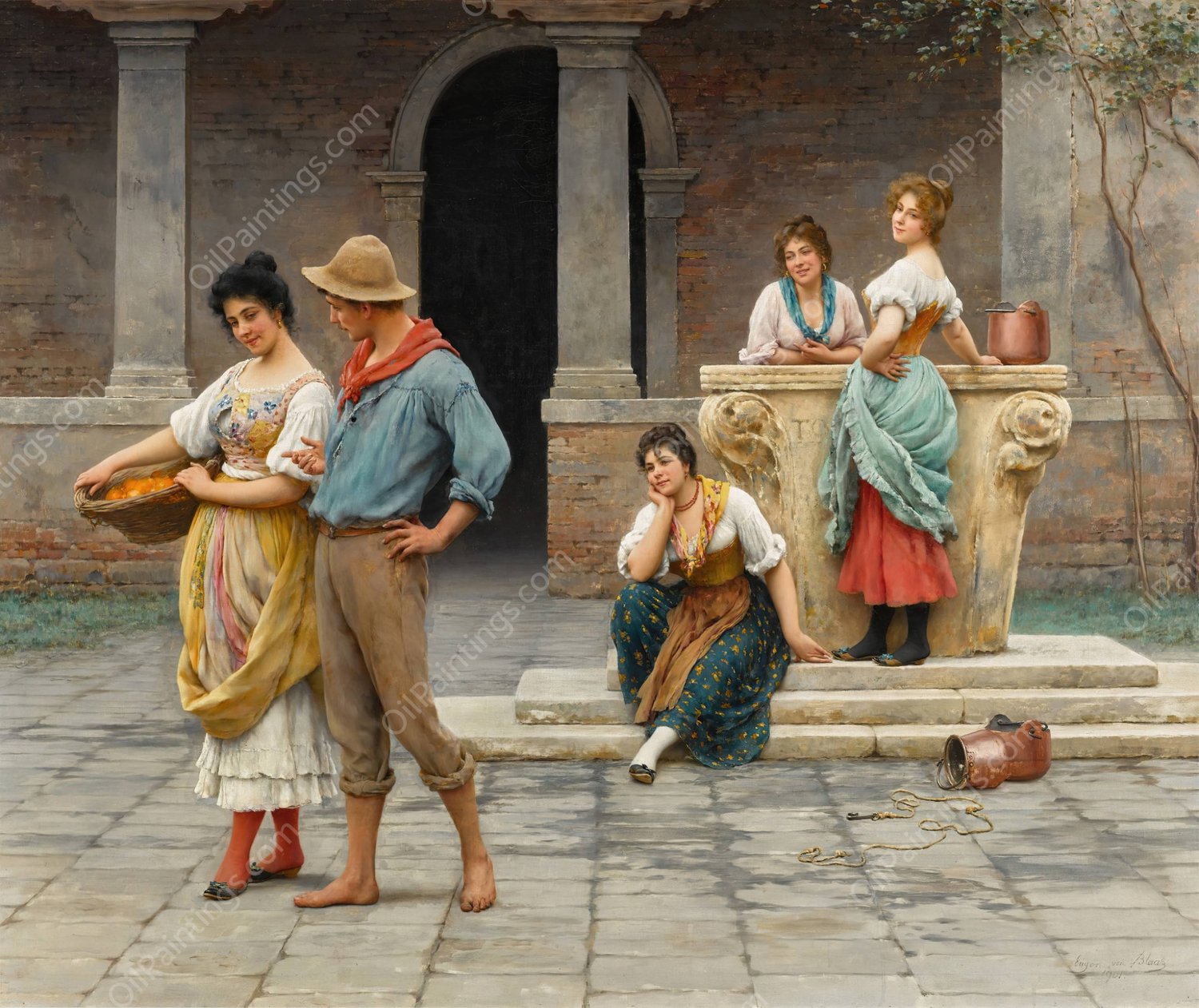 No Love Without Envy  by Eugen Von Blaas - Hand-Painted Oil Painting Reproduction