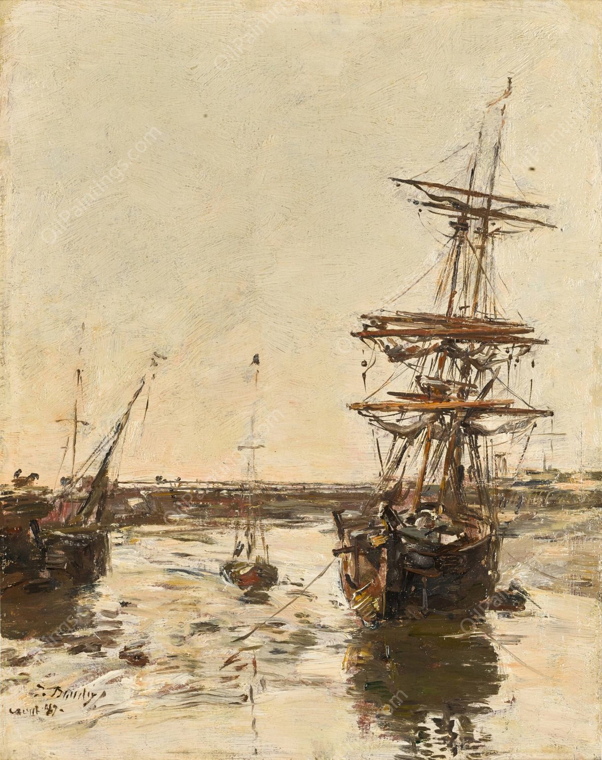 Avant-port de Trouville  by Eugene Boudin - Hand-Painted Oil Painting Reproduction