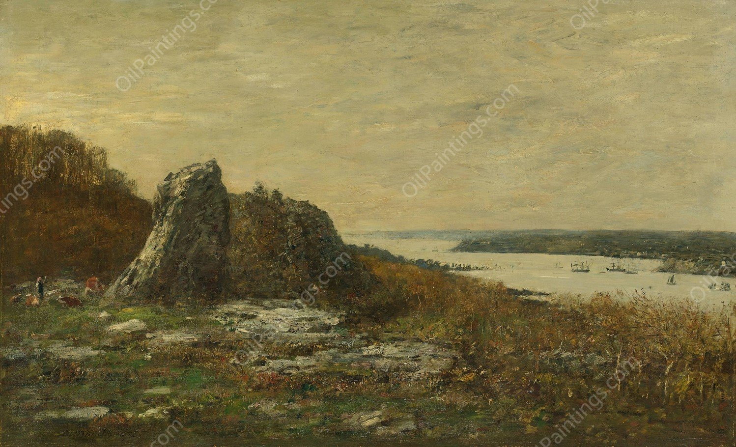Environs De Brest. Embouchure De L'elorn  by Eugene Boudin - Hand-Painted Oil Painting Reproduction