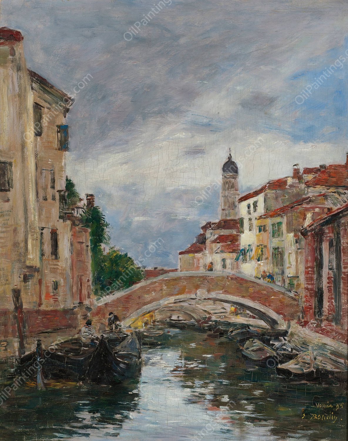 Petit Canal a Venis  by Eugene Boudin - Hand-Painted Oil Painting Reproduction