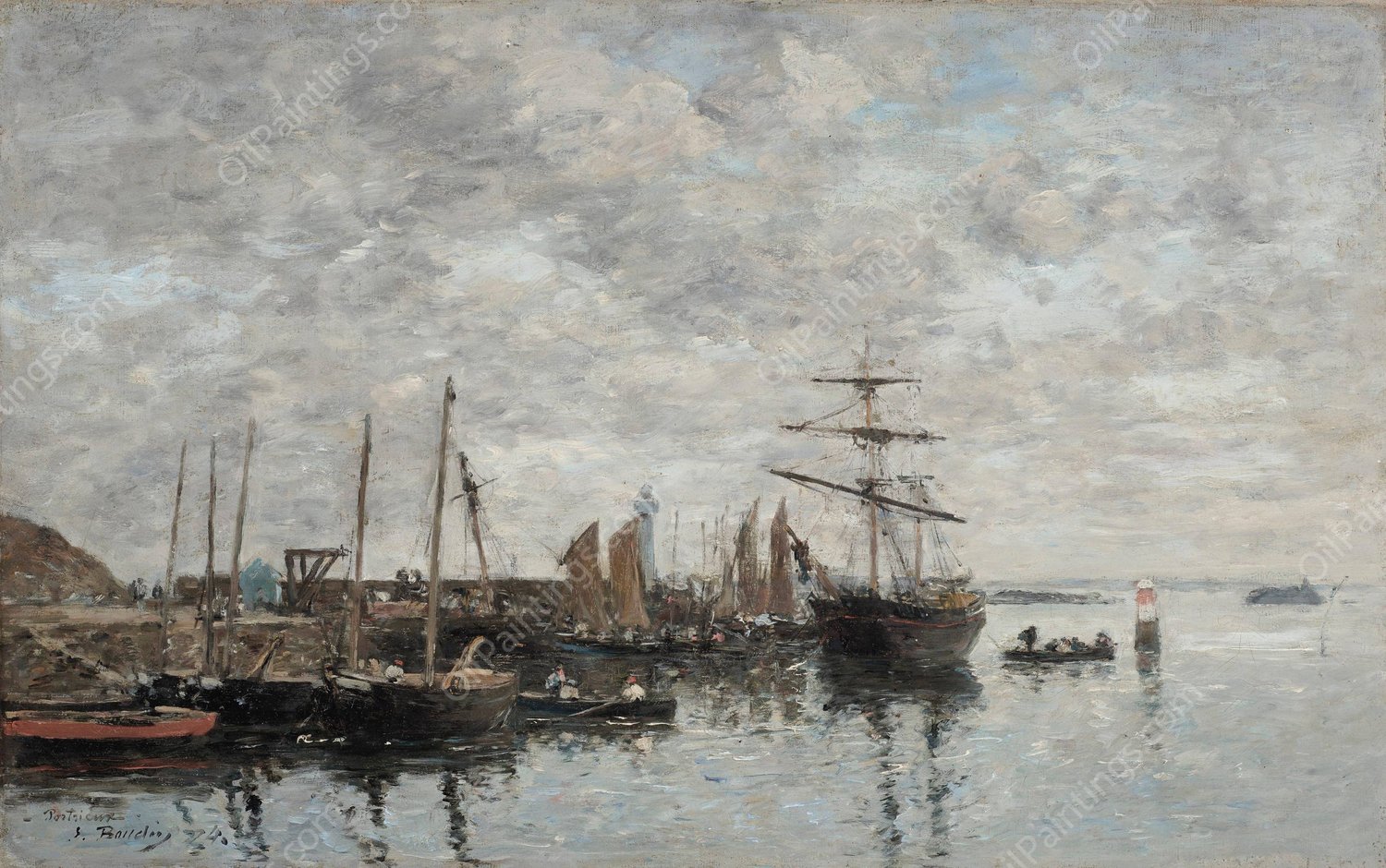 Portrieux, Le Port  by Eugene Boudin - Hand-Painted Oil Painting Reproduction