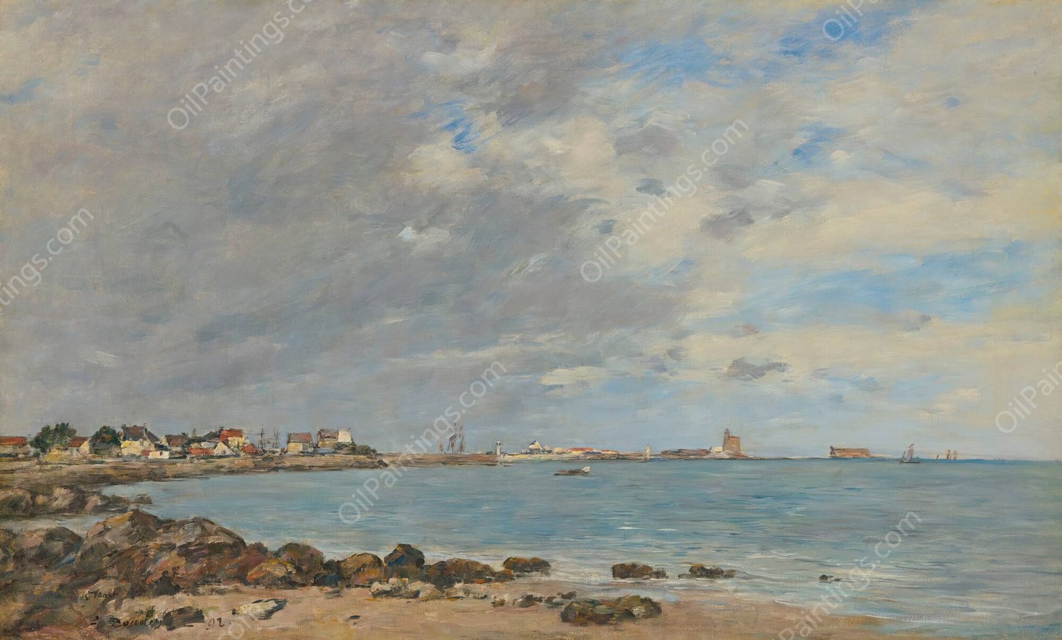 Saint-Vaast-La-Hougue, La Baie  by Eugene Boudin - Hand-Painted Oil Painting Reproduction