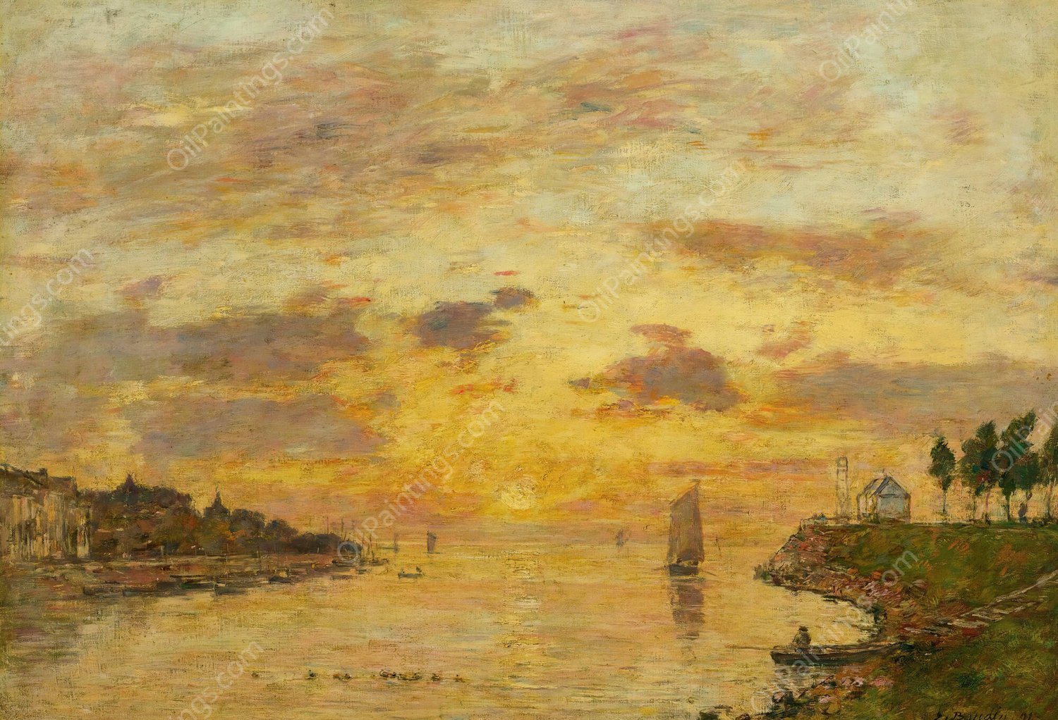 Saint-Valery-Sur-Somme. L'embouchure De La Somme  by Eugene Boudin - Hand-Painted Oil Painting Reproduction