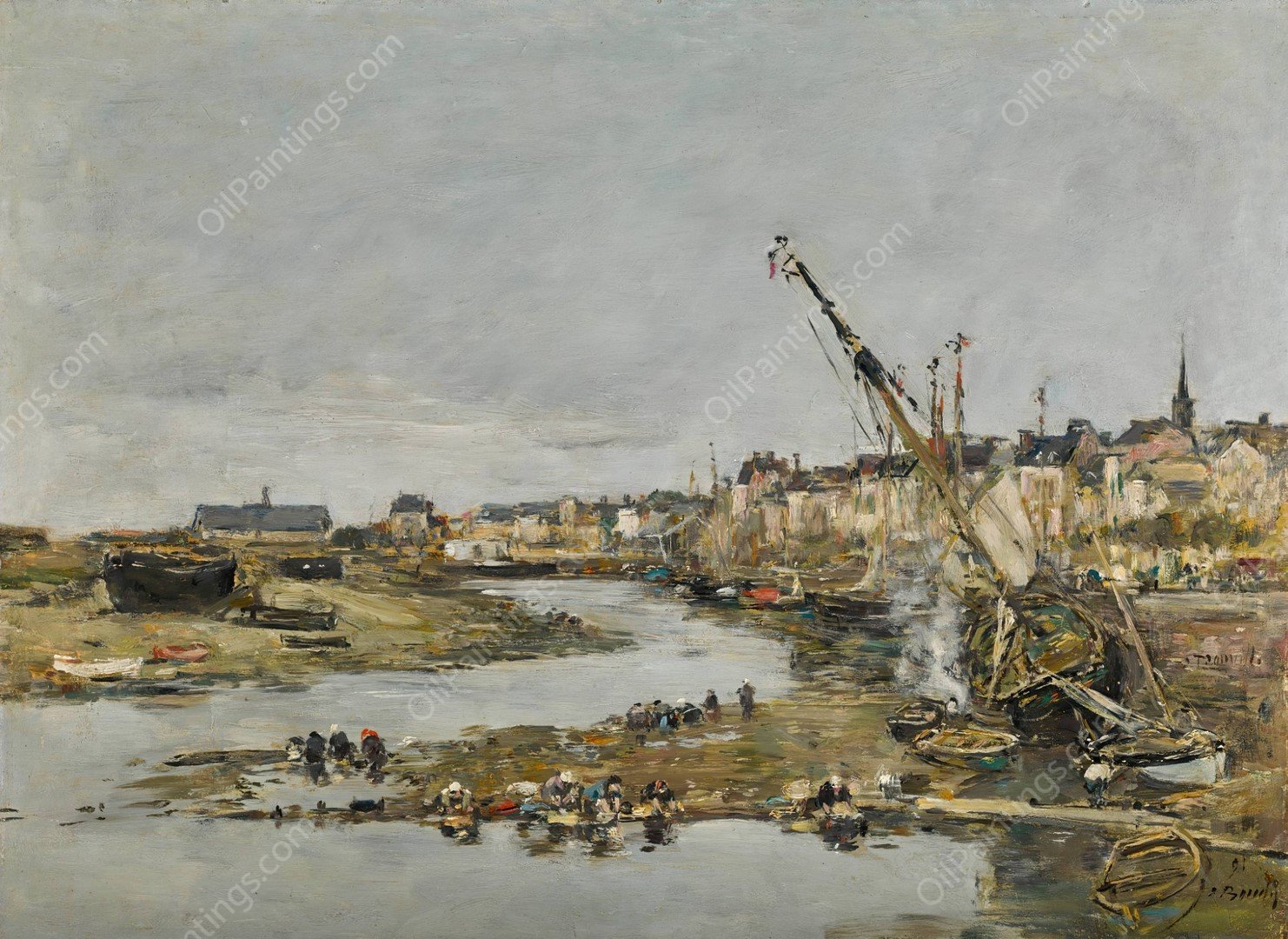 Trouville. Le port  by Eugene Boudin - Hand-Painted Oil Painting Reproduction