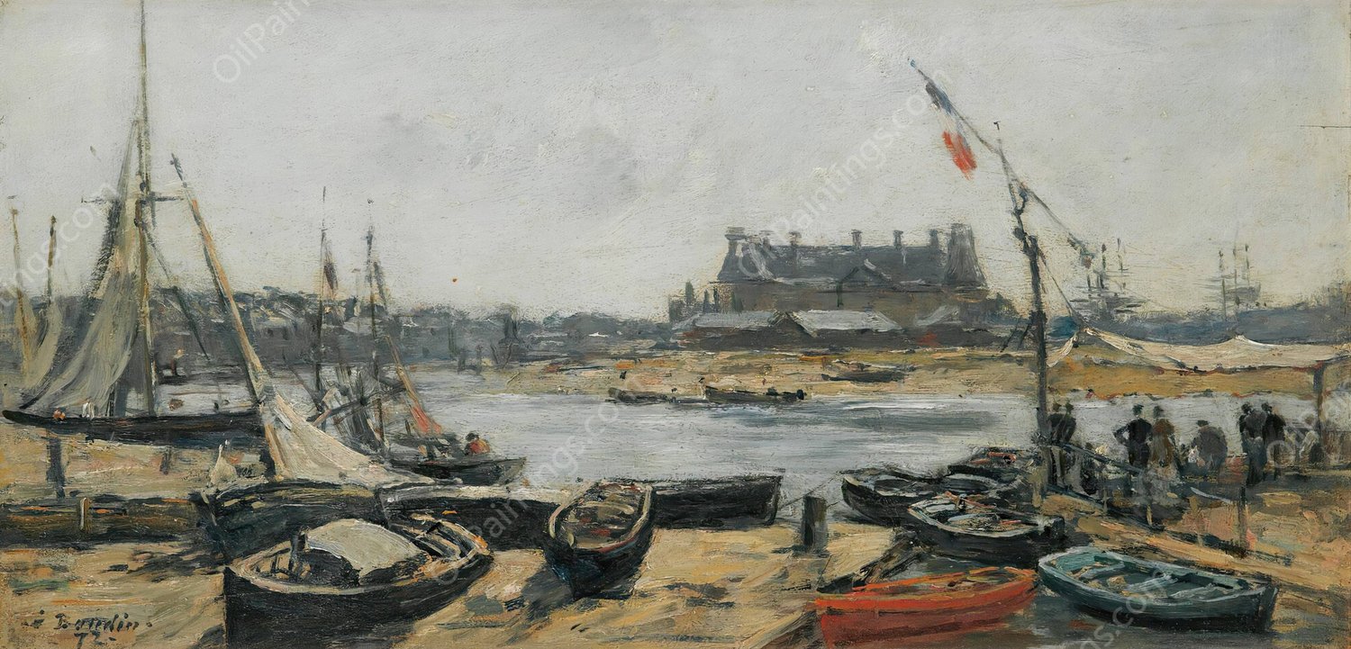 Trouville, Vue Du Port Prise De L'embarcadere  by Eugene Boudin - Hand-Painted Oil Painting Reproduction