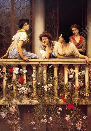Balcony by Eugene De Blaas - Hand-Painted Oil Painting Reproduction