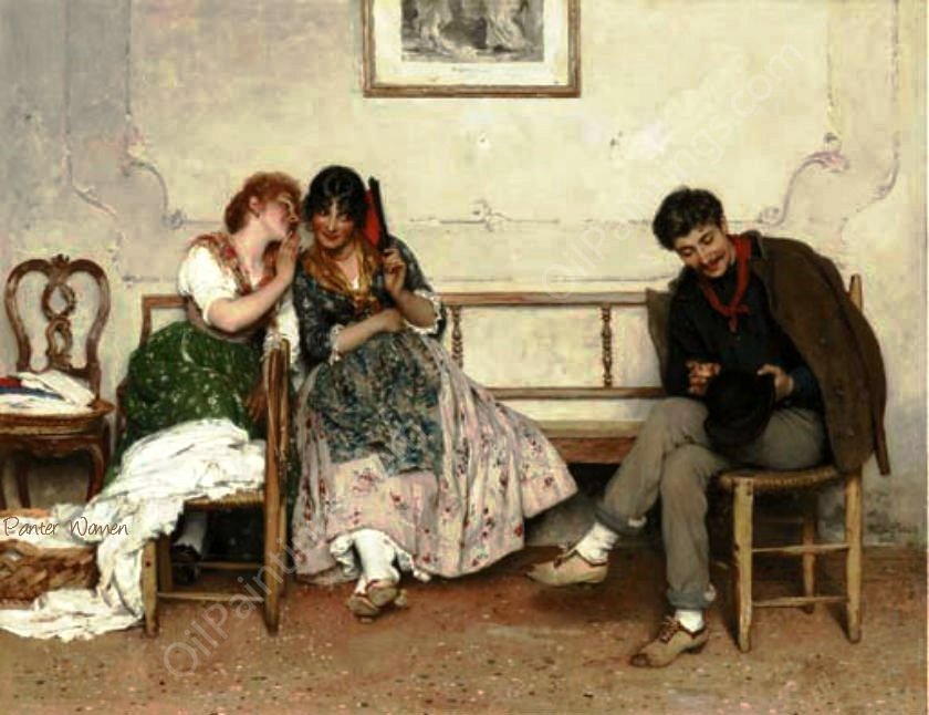 Secrets by Eugene De Blaas - Hand-Painted Oil Painting Reproduction