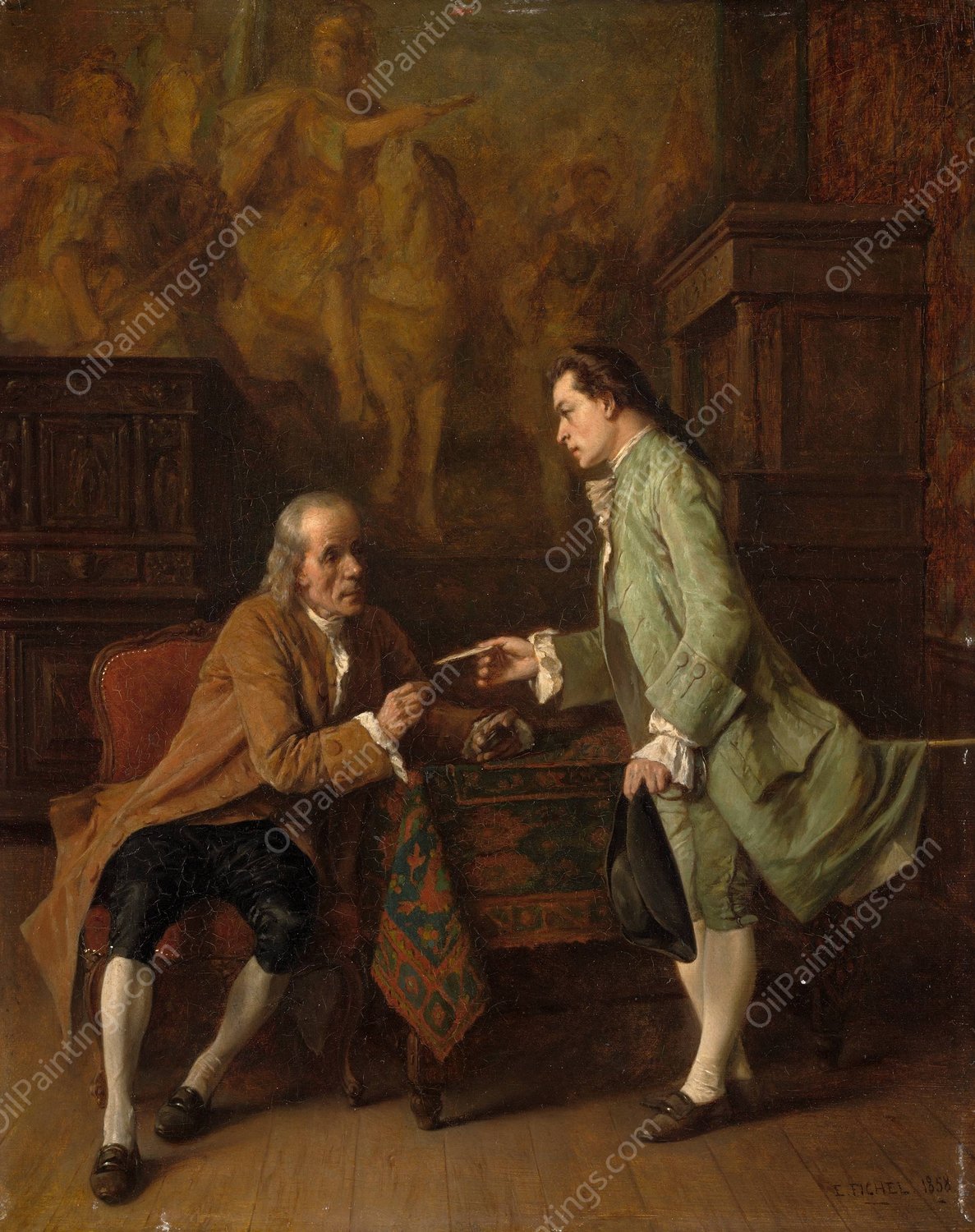 The letter of recommendation  by Eugene Fichel - Hand-Painted Oil Painting Reproduction