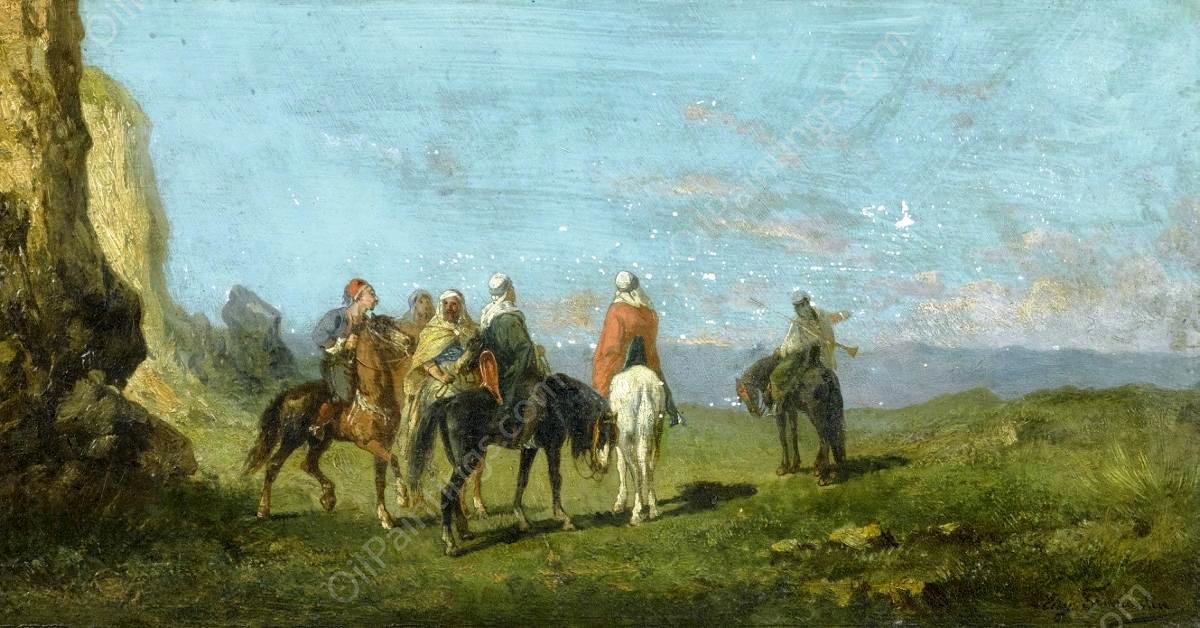 Cavaliers Orientaux (Oriental Riders) by Eugene Fromentin - Hand-Painted Oil Painting Reproduction