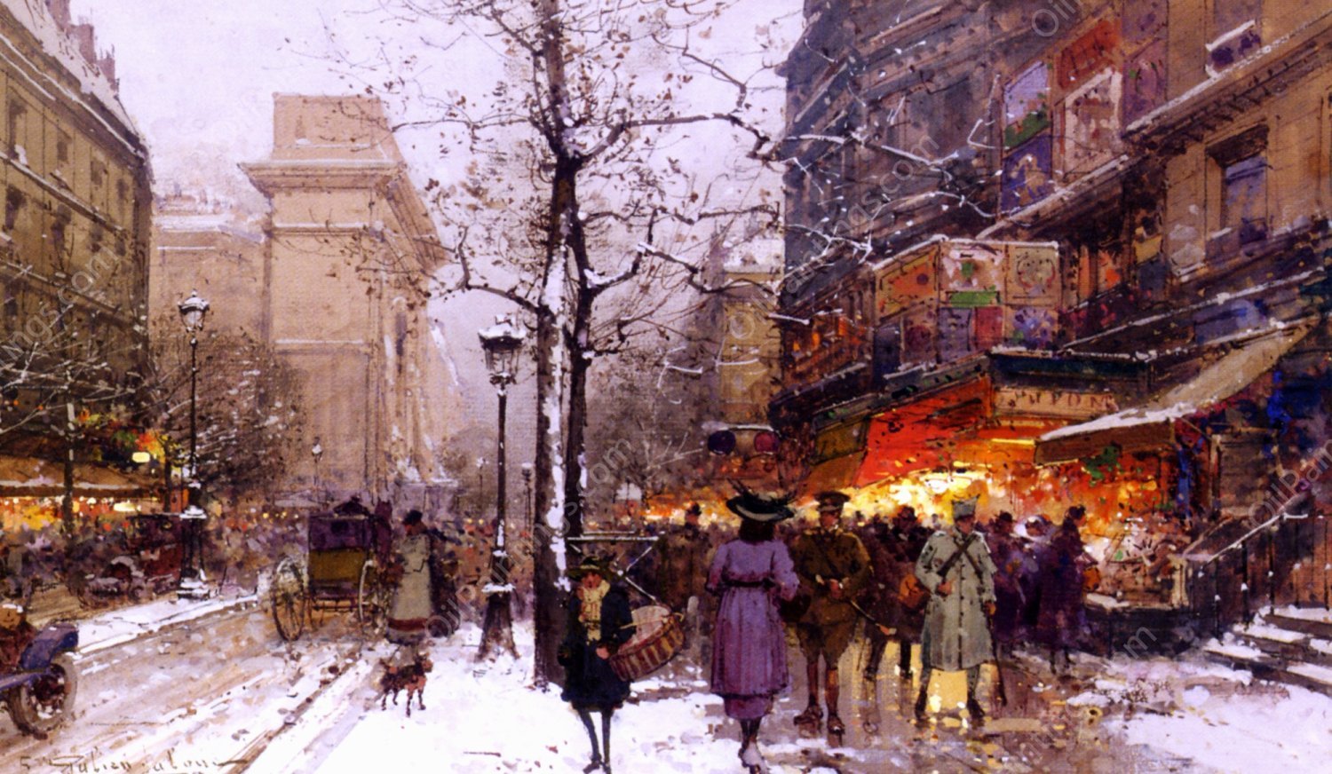 Porte Saint Denis by Eugene Galien-Laloue - Hand-Painted Oil Painting Reproduction