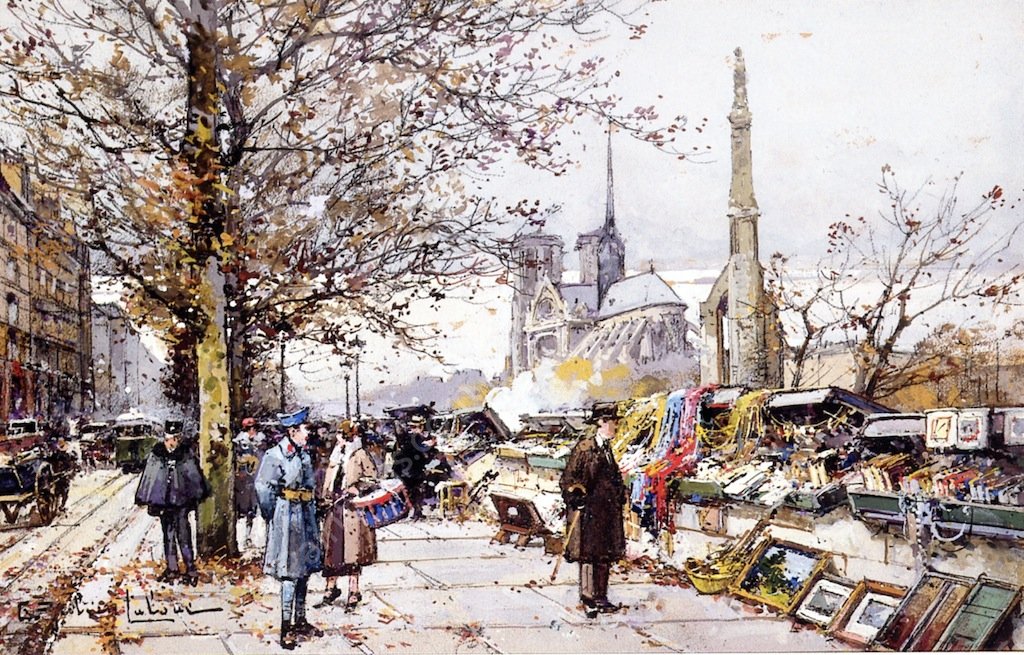 Quay on the Seine by Eugene Galien-Laloue - Hand-Painted Oil Painting Reproduction