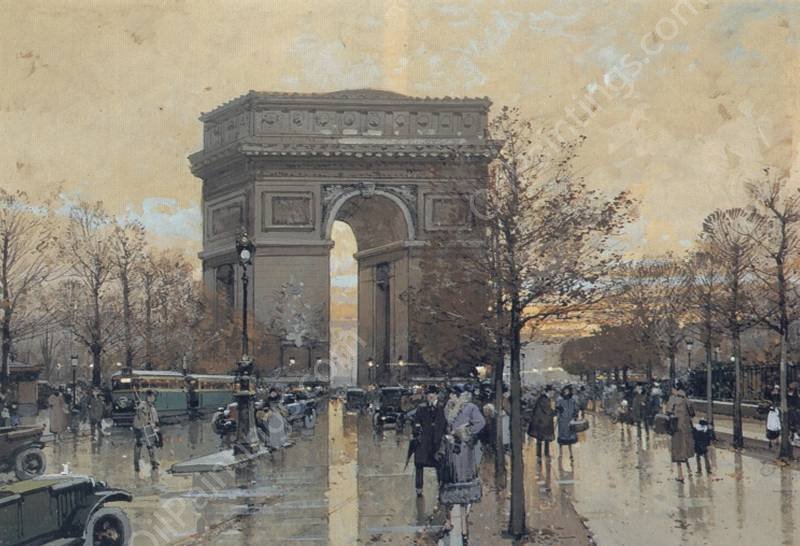 The Arc de Triomphe, Paris by Eugene Galien-Laloue - Hand-Painted Oil Painting Reproduction