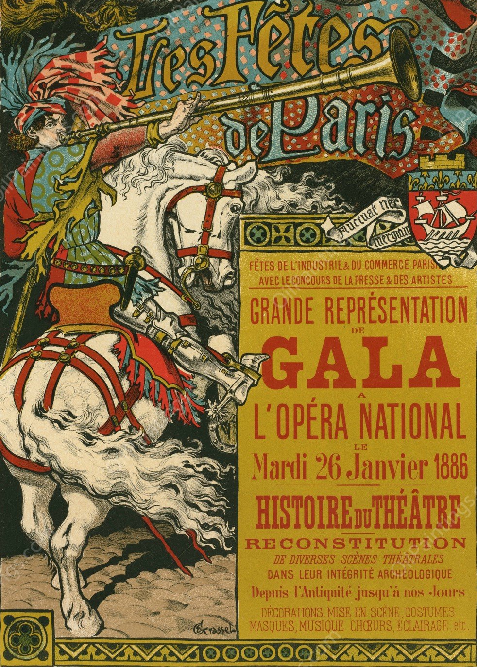Fetes De Paris  by Eugene Grasset - Hand-Painted Oil Painting Reproduction