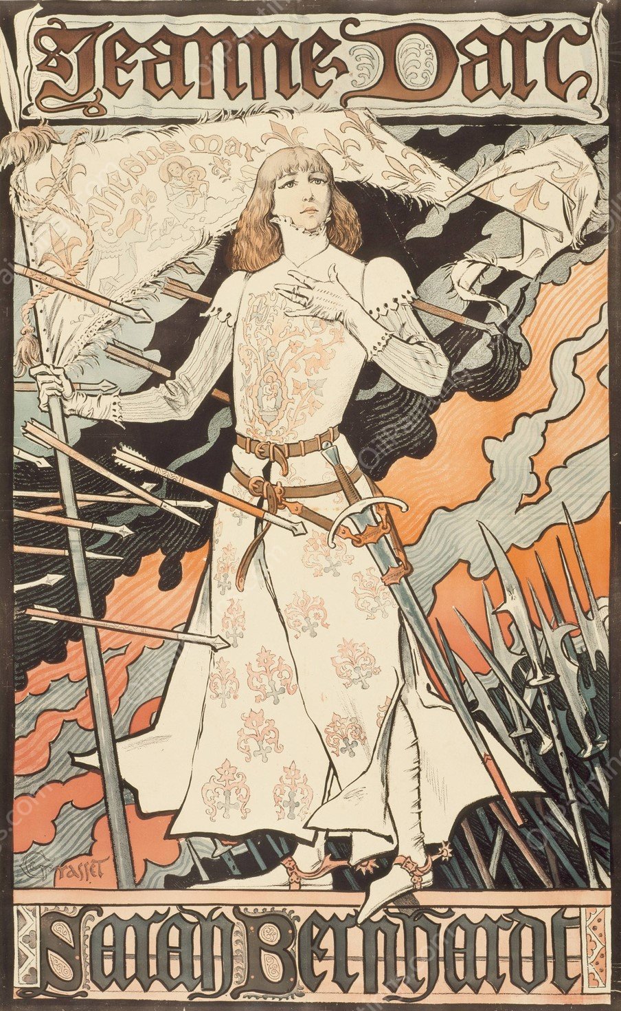 Jeanne d'Arc-Sarah Bernhardt  by Eugene Grasset - Hand-Painted Oil Painting Reproduction