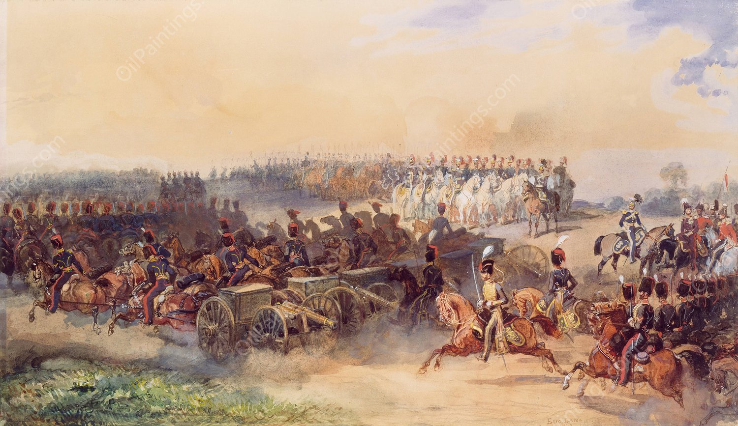 A Military Review at Woolwich  by Eugene Lami - Hand-Painted Oil Painting Reproduction