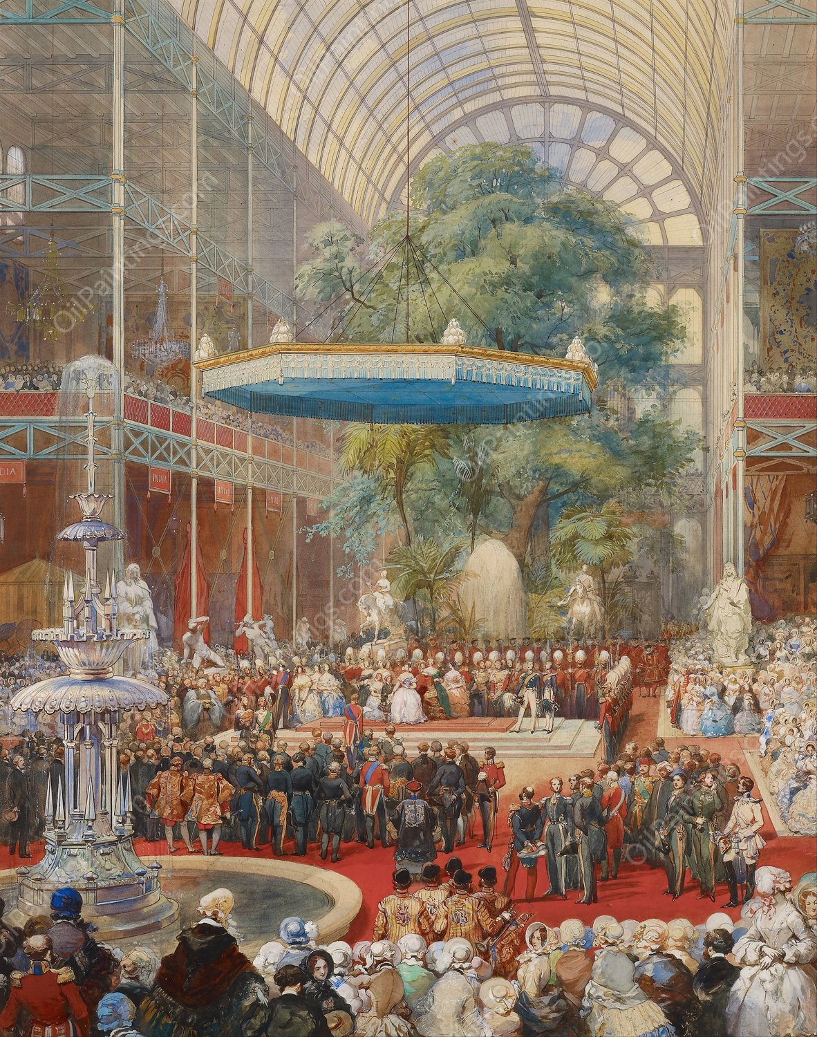 Opening of the Great Exhibition, 1 May 1851  by Eugene Lami - Hand-Painted Oil Painting Reproduction