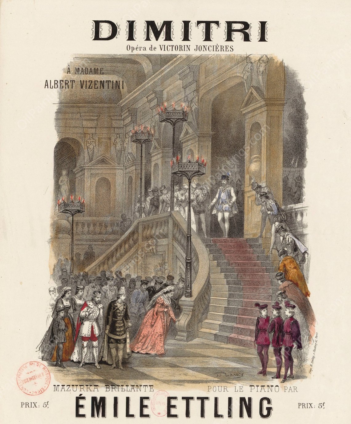 Poster for the premiere of Dimitri, an opera by Victorin Joncieres  by Eugene Lami - Hand-Painted Oil Painting Reproduction