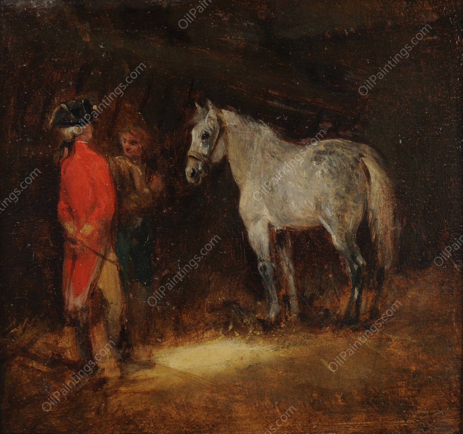 Scene d'ecurie Titre ecurie by Eugene Lami - Hand-Painted Oil Painting Reproduction