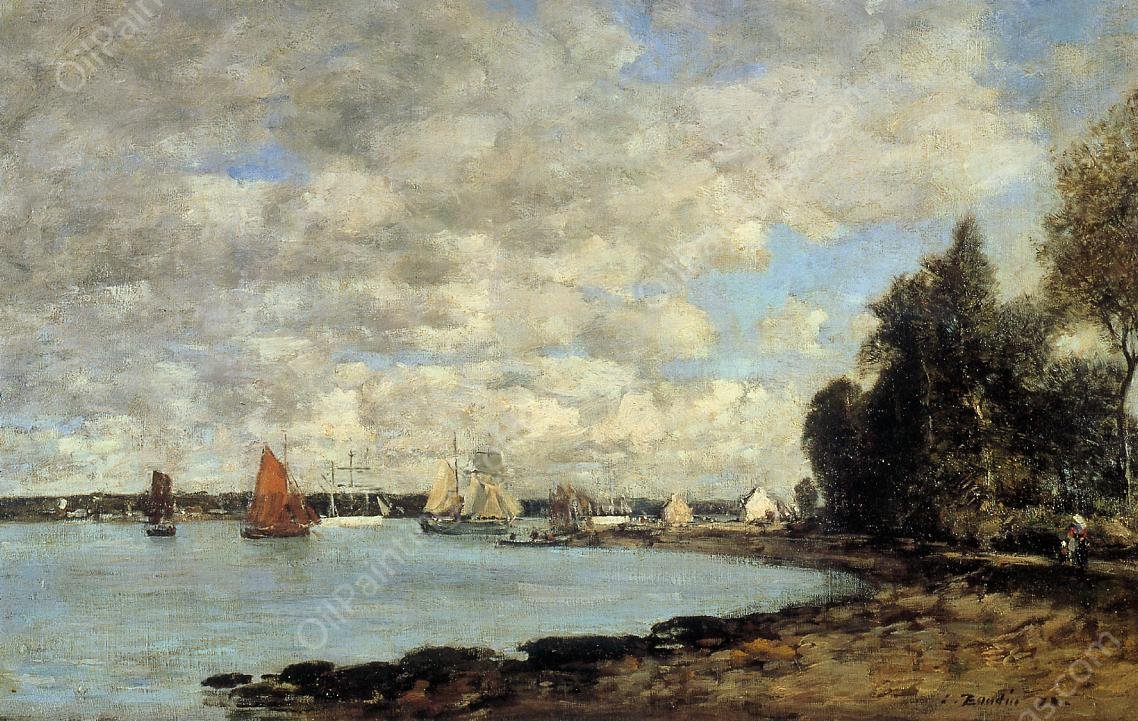 Bay of Plougastel by Eugene-Louis Boudin - Hand-Painted Oil Painting Reproduction