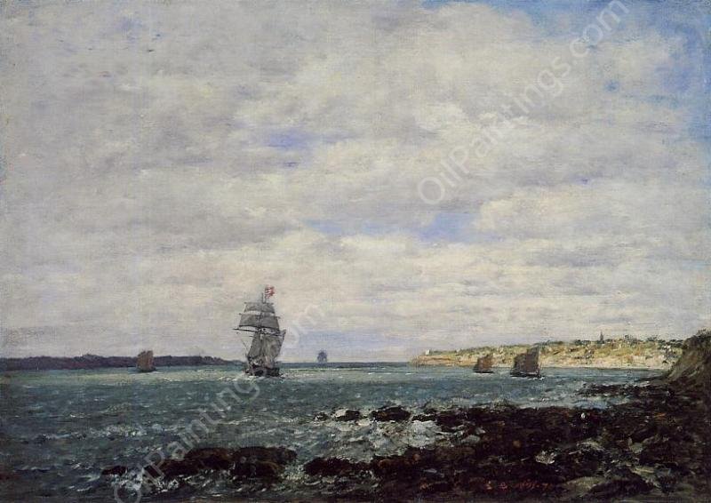 Coast of Brittany by Eugene-Louis Boudin - Hand-Painted Oil Painting Reproduction