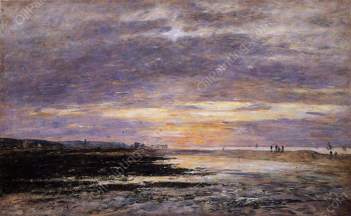 Deauville, Sunset on the Beach by Eugene-Louis Boudin - Hand-Painted Oil Painting Reproduction