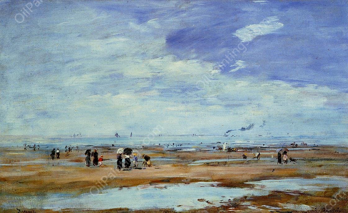 Deauville, the Beach, Low Tide by Eugene-Louis Boudin - Hand-Painted Oil Painting Reproduction