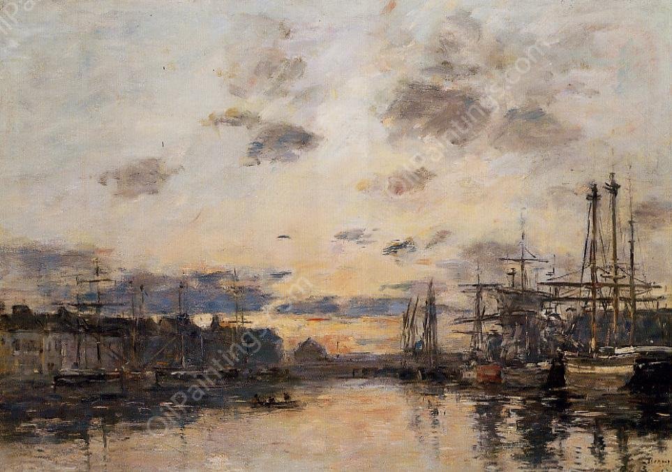 Fecamp, the Basin by Eugene-Louis Boudin - Hand-Painted Oil Painting Reproduction