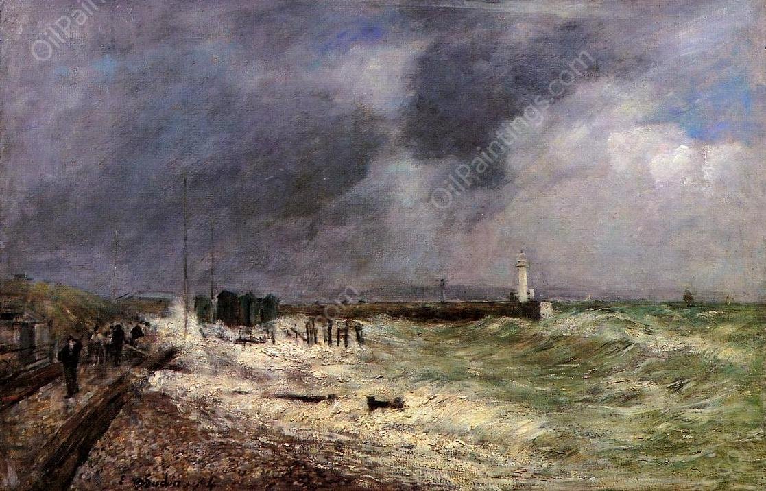 Le Havre: A Gust of Wind at Frascati by Eugene-Louis Boudin - Hand-Painted Oil Painting Reproduction