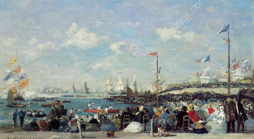 Le Havre, the Regatta Festival by Eugene-Louis Boudin - Hand-Painted Oil Painting Reproduction