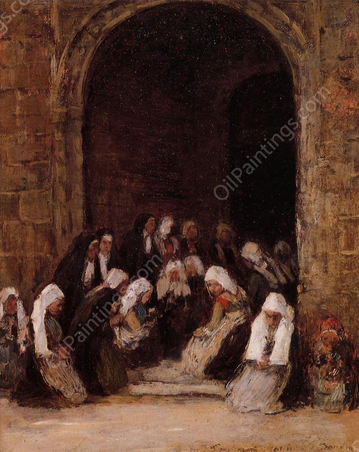 Leaving Mass in Brittany by Eugene-Louis Boudin - Hand-Painted Oil Painting Reproduction