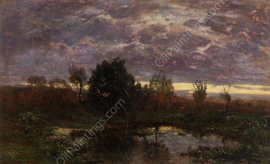 Pond at Sunset by Eugene-Louis Boudin - Hand-Painted Oil Painting Reproduction