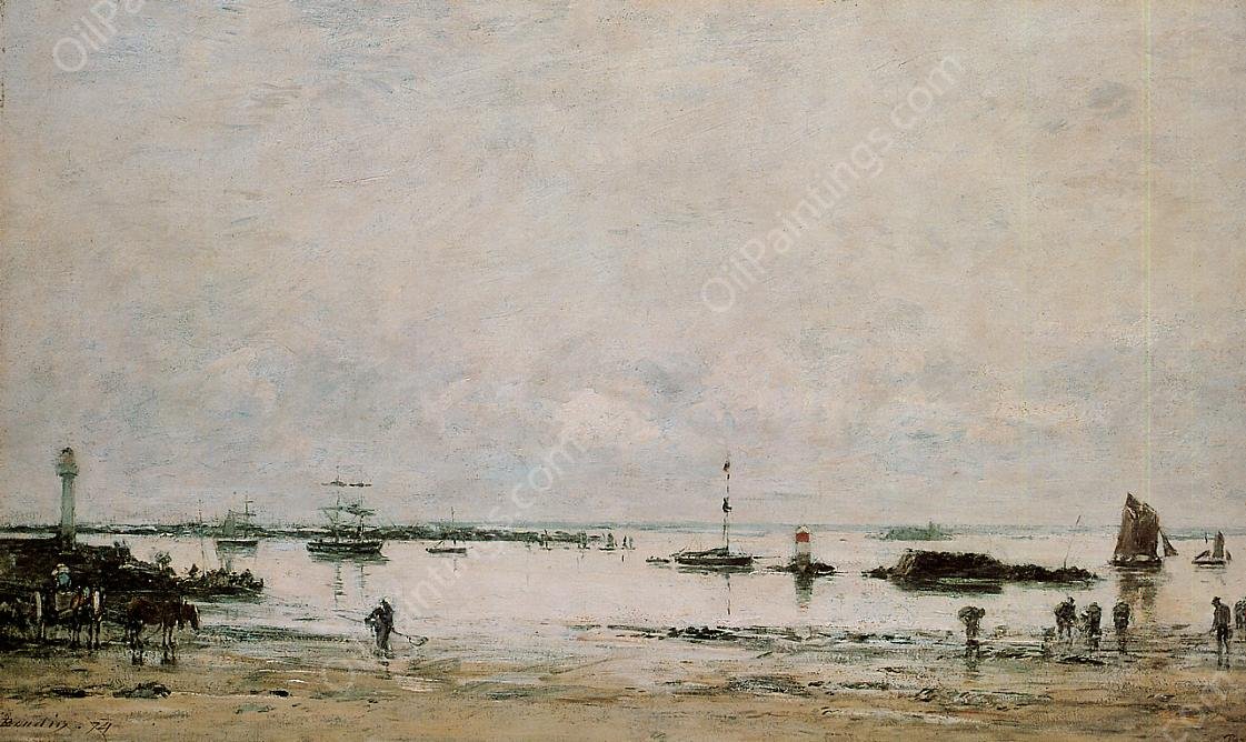 Portrieux, the Port, Low Tide by Eugene-Louis Boudin - Hand-Painted Oil Painting Reproduction
