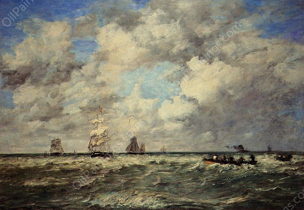 Seascape, Les Lamaneurs by Eugene-Louis Boudin - Hand-Painted Oil Painting Reproduction