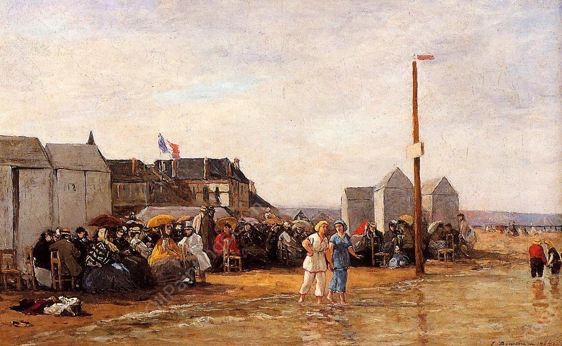 The Bathing Hour at Trouville by Eugene-Louis Boudin - Hand-Painted Oil Painting Reproduction