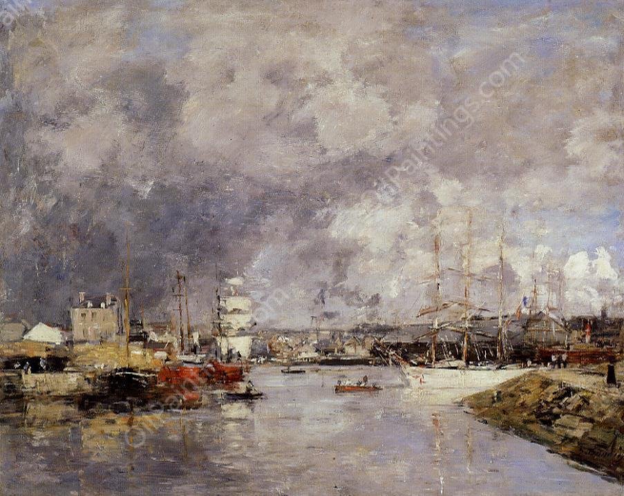 The Port of Dieppe by Eugene-Louis Boudin - Hand-Painted Oil Painting Reproduction