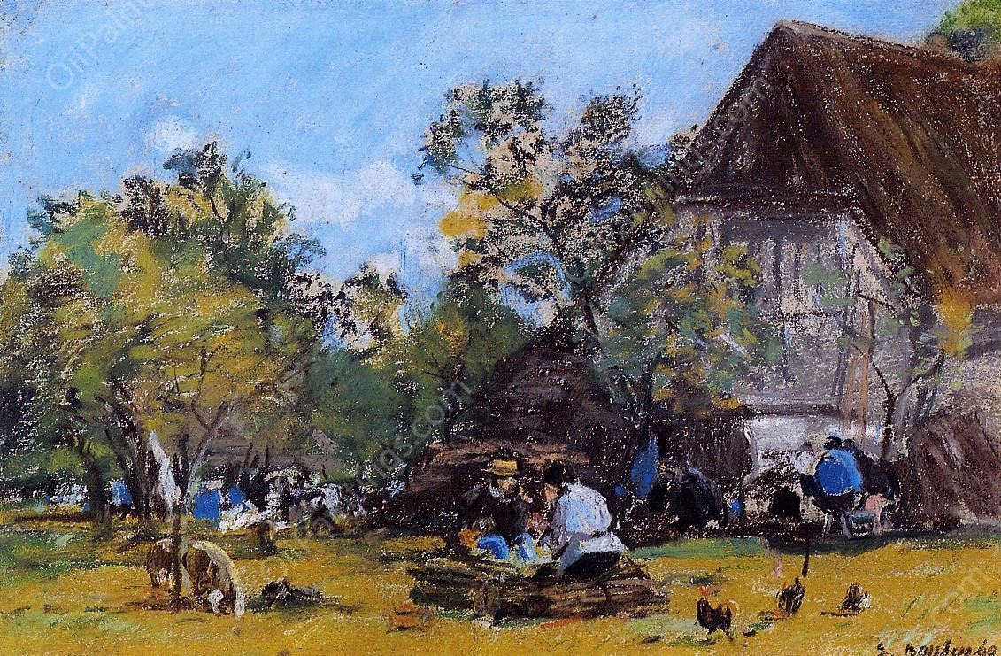 The Saint-Simeon Farm by Eugene-Louis Boudin - Hand-Painted Oil Painting Reproduction