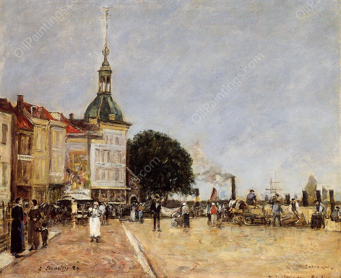 The Town of Dordrecht by Eugene-Louis Boudin - Hand-Painted Oil Painting Reproduction