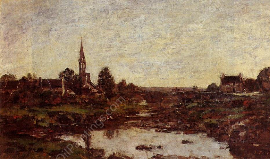 Village in Brittany by Eugene-Louis Boudin - Hand-Painted Oil Painting Reproduction