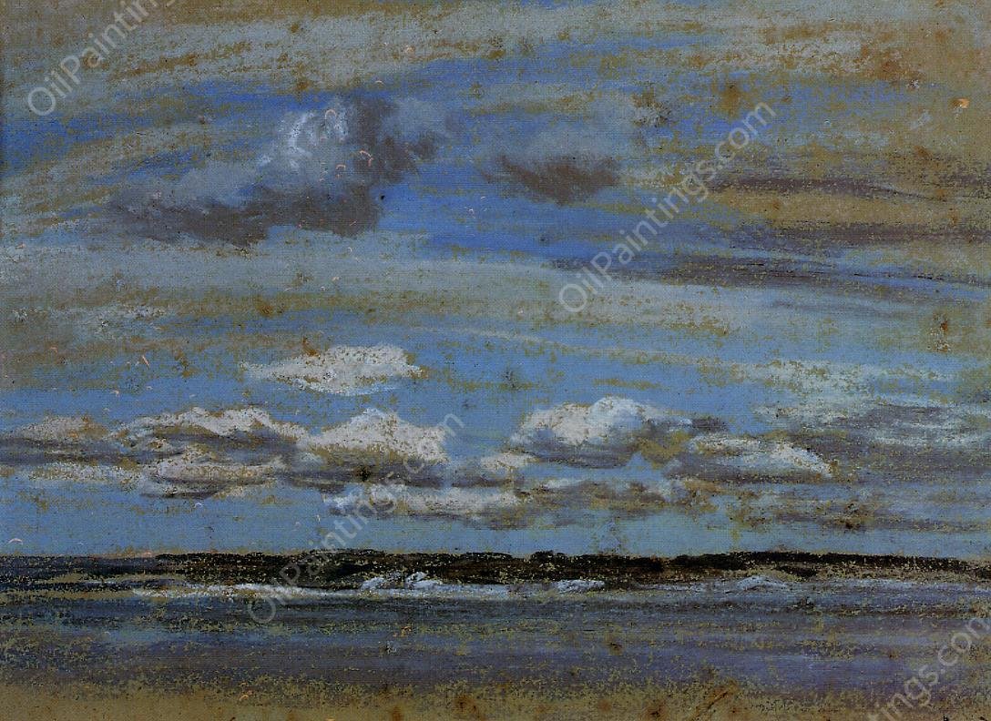 White Clouds over the Estuary by Eugene-Louis Boudin - Hand-Painted Oil Painting Reproduction