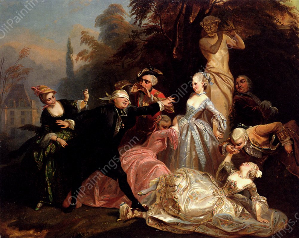 Blind Man's Buff by Eugene Pierre Francois Giraud - Hand-Painted Oil Painting Reproduction