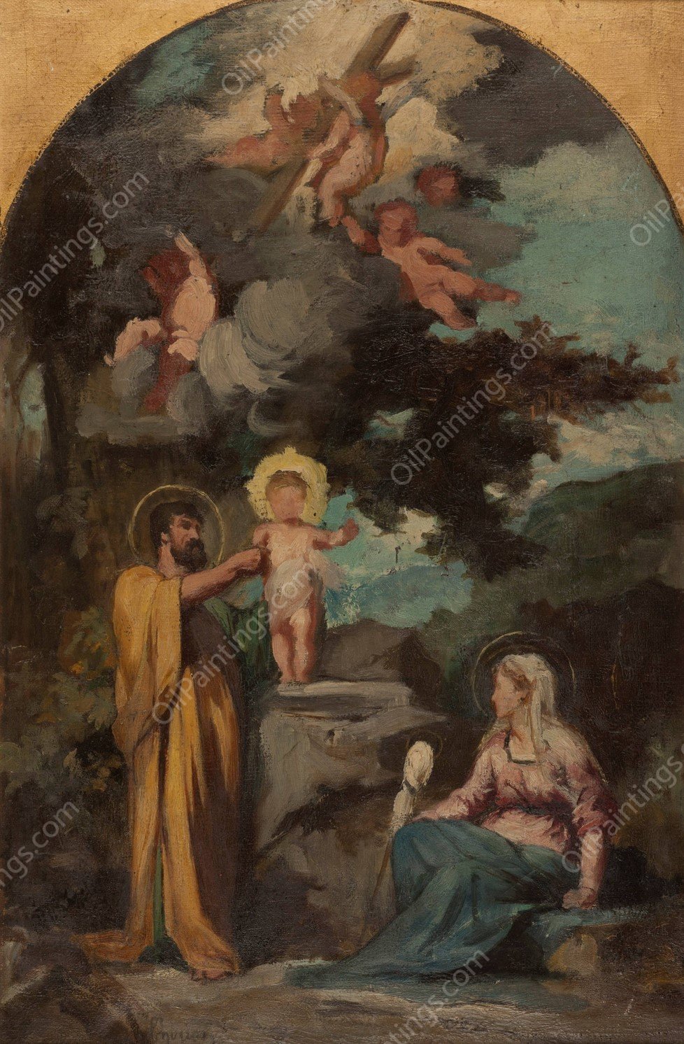 La Sainte Famille  by Eugene Romain Thirion - Hand-Painted Oil Painting Reproduction