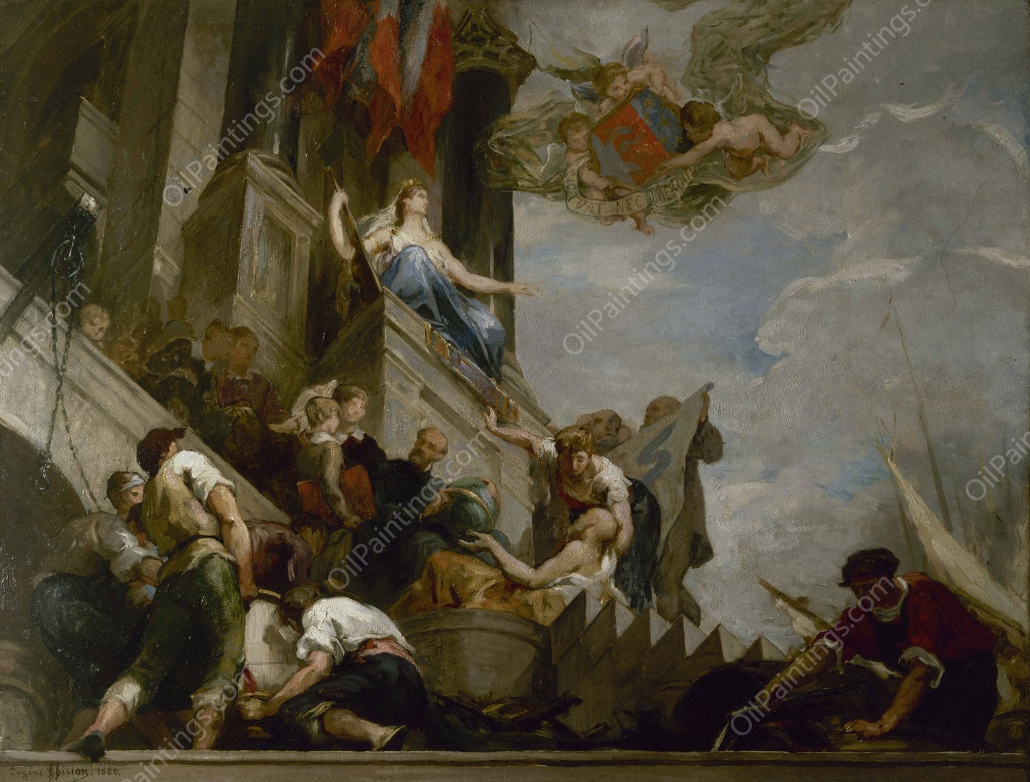 Les industries du 12eme arrondissement. L'Instruction et l'Assistance publique  by Eugene Romain Thirion - Hand-Painted Oil Painting Reproduction