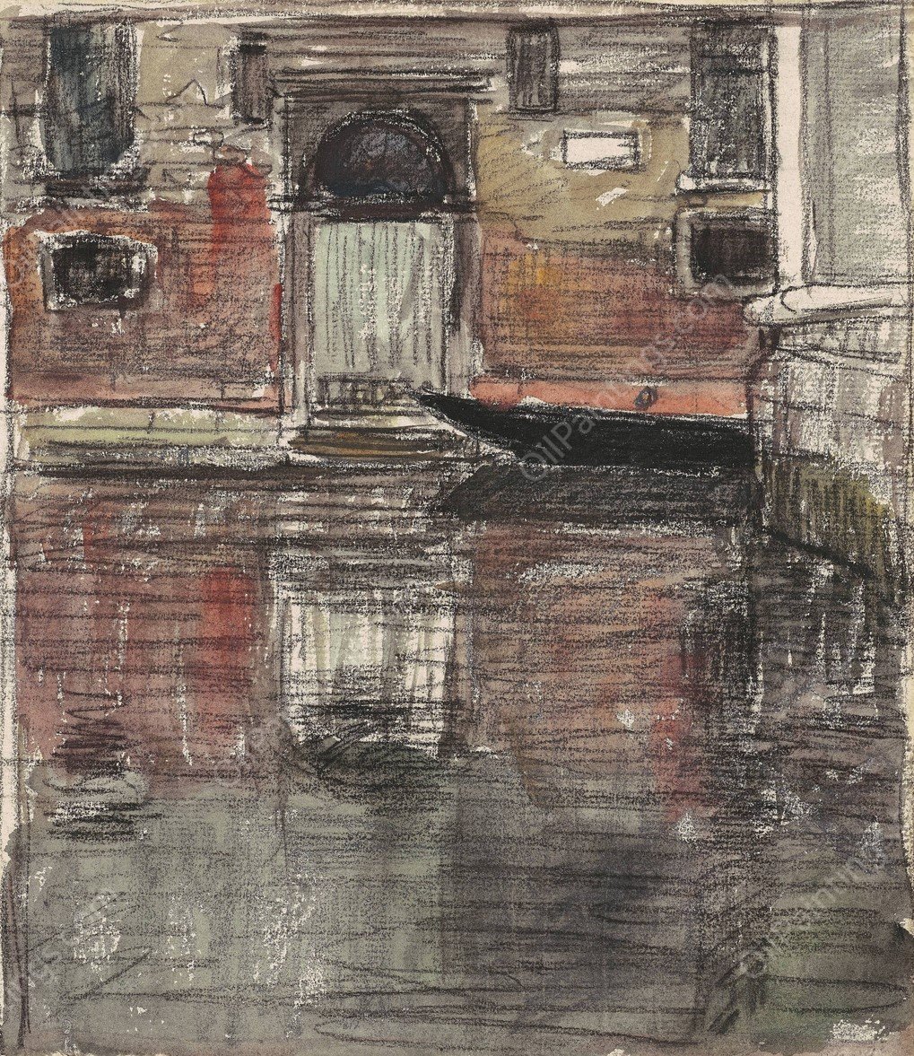 Reflections, Venetian Canal  by Eugene Vail - Hand-Painted Oil Painting Reproduction