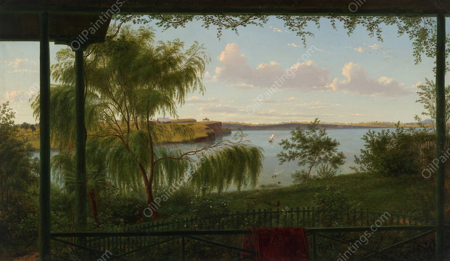 From the verandah of Purrumbete by Eugene Von Guerard - Hand-Painted Oil Painting Reproduction