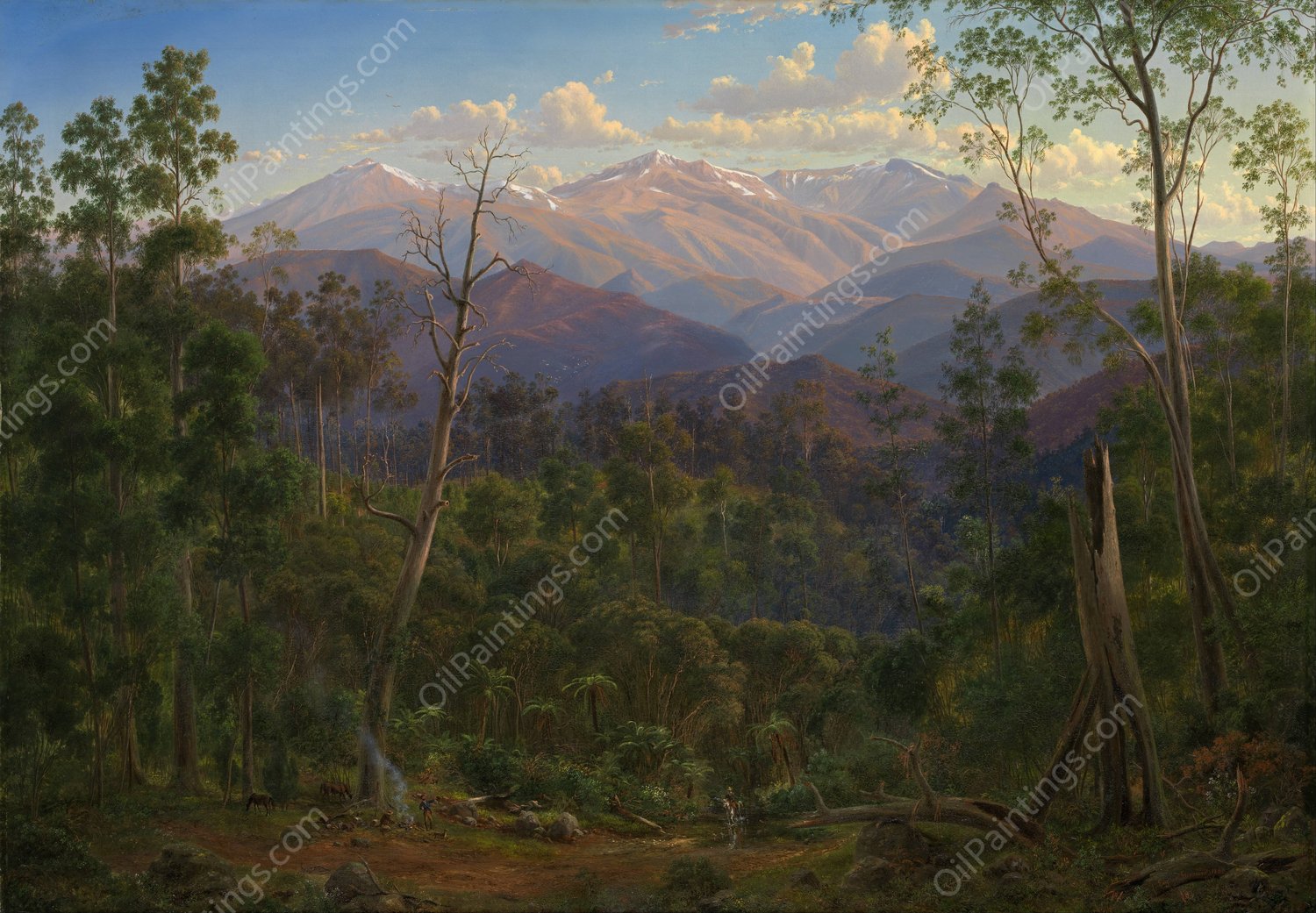 Mount Kosciusko, seen from the Victorian border  by Eugene Von Guerard - Hand-Painted Oil Painting Reproduction