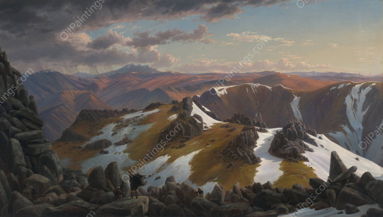 North-east view from the northern top of Mount Kosciusko by Eugene Von Guerard - Hand-Painted Oil Painting Reproduction