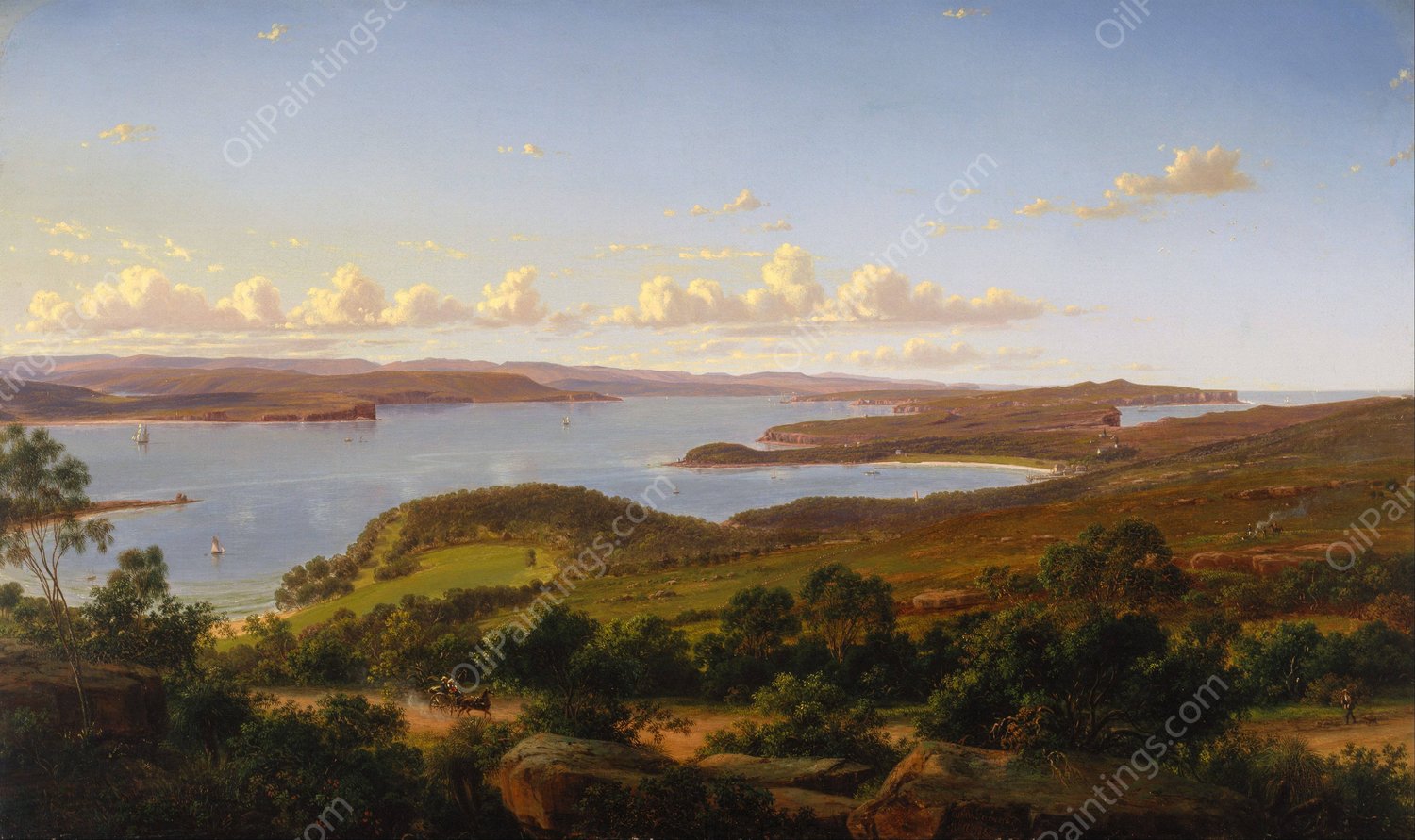 Sydney Heads  by Eugene Von Guerard - Hand-Painted Oil Painting Reproduction