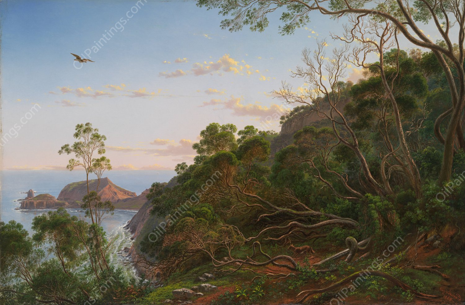 Tea Trees near Cape Schanck, Victoria by Eugene Von Guerard - Hand-Painted Oil Painting Reproduction